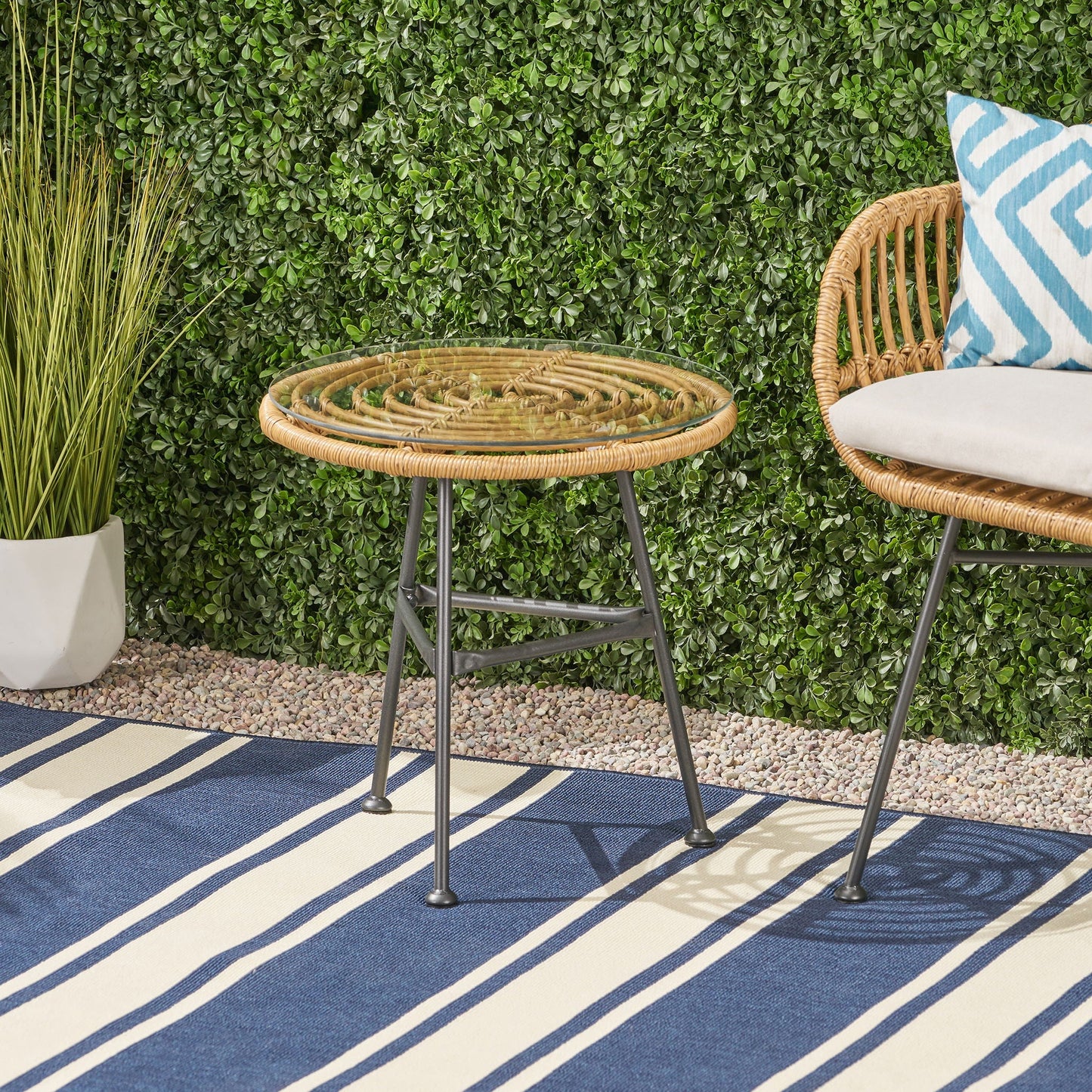 Petrichor Outdoor Side Table with Steel Frame