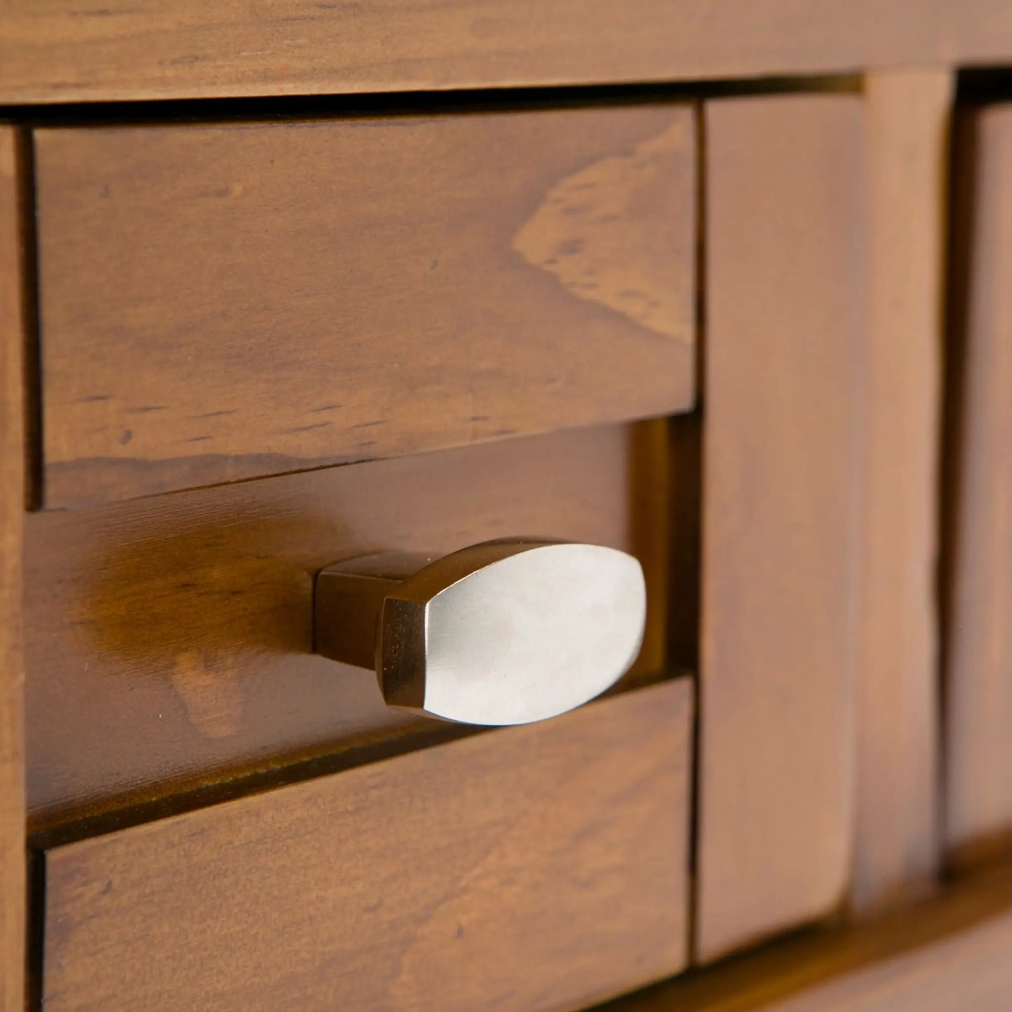 Warm Shaker Handcrafted Desk drawer front with silver metal pull handle on Tampa Home & Garden Store