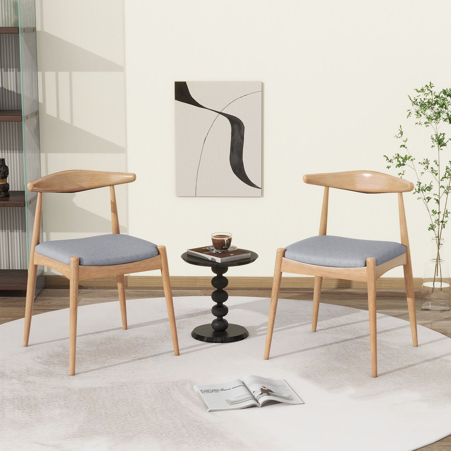 Elegant dining chairs with backrest and gray cushioned seats, set of 2, HouseOfZazla on Tampa Home & Garden Store