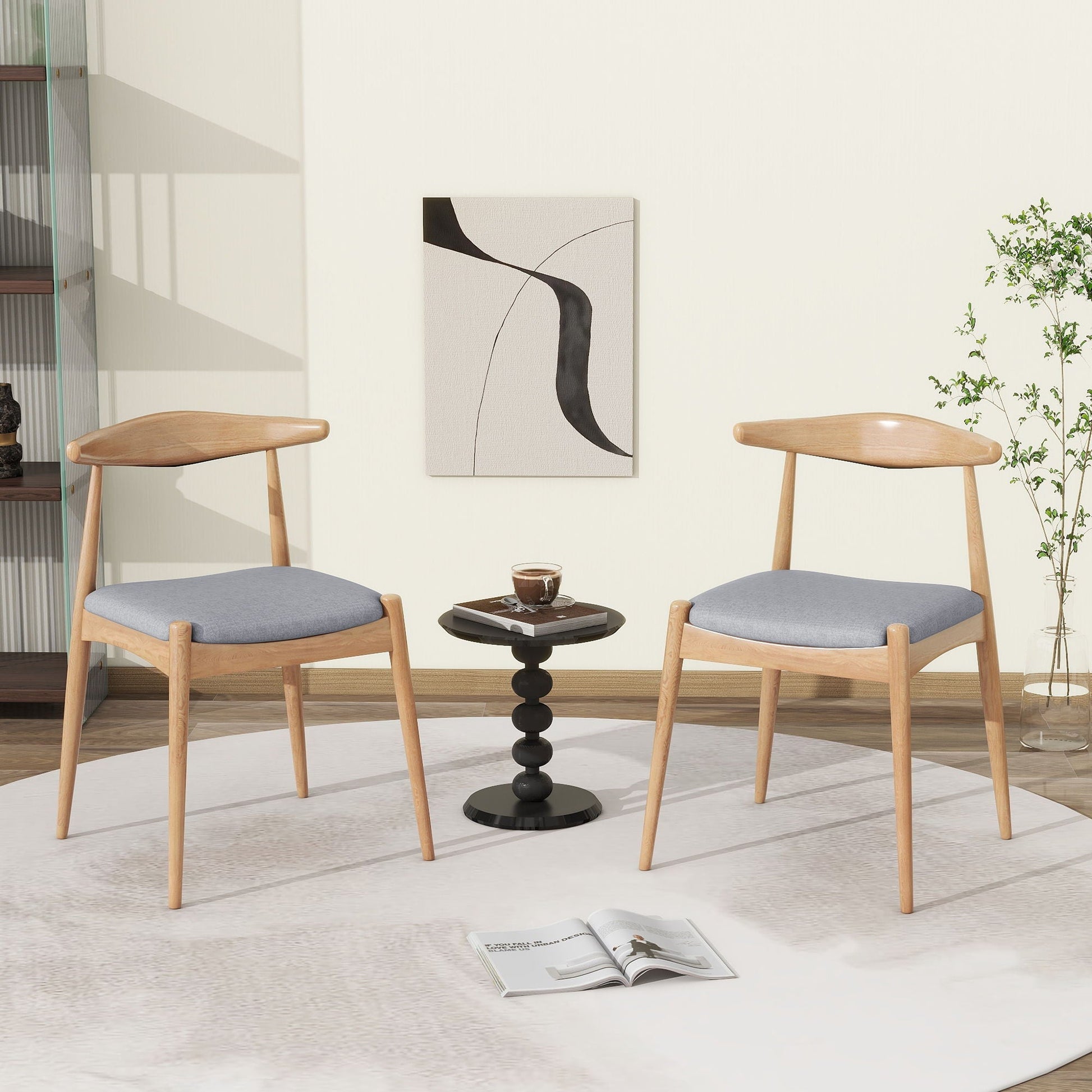 Elegant dining chairs with backrest and gray cushioned seats, set of 2, HouseOfZazla on Tampa Home & Garden Store