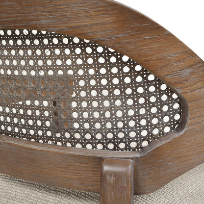 Mid-Century Modern cane-back counter stool with brown wood frame and woven cane back on Tampa Home & Garden Store