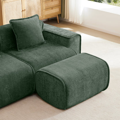 Modern Green Velvet and Slim Armless Sofa
