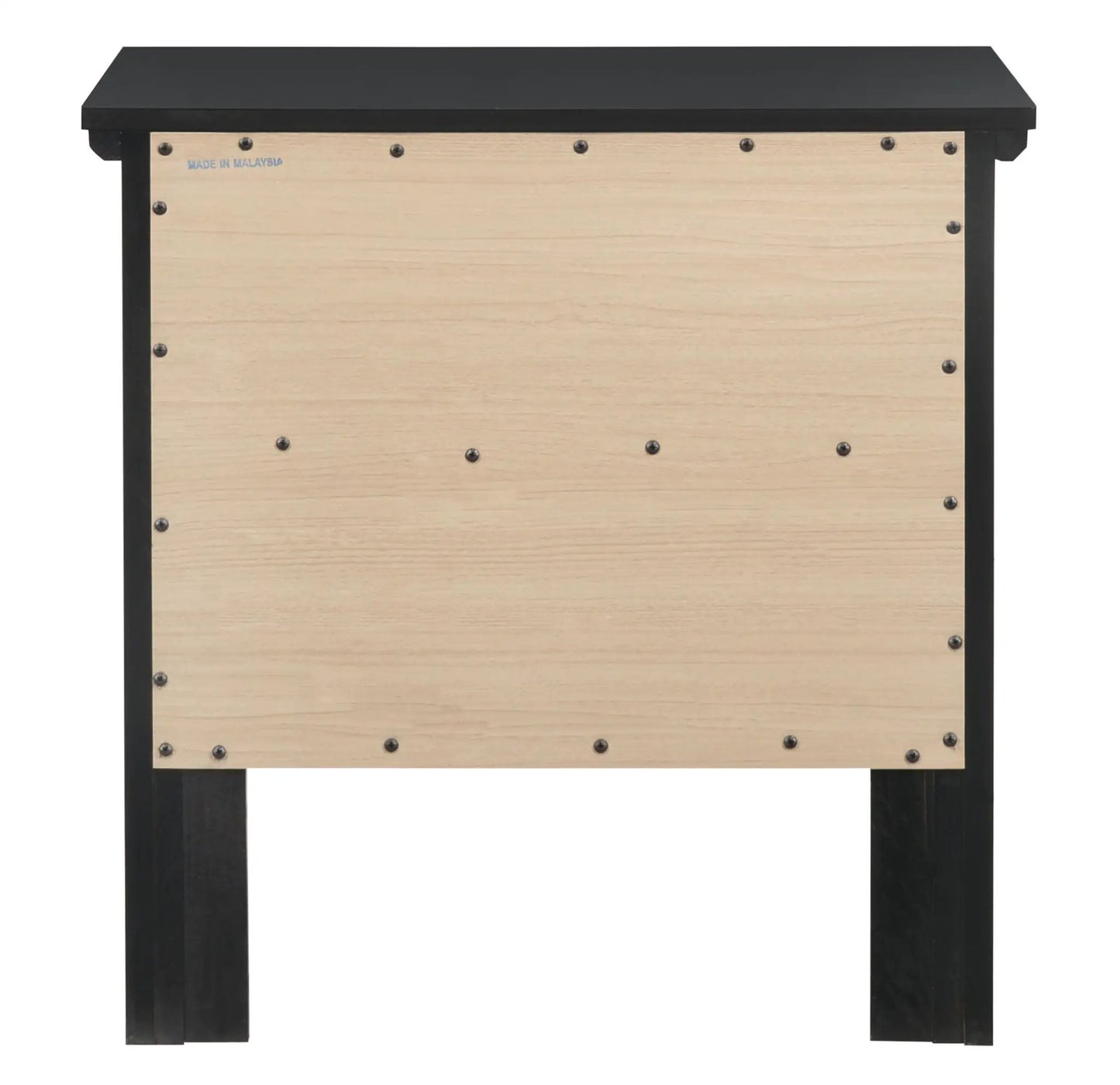 English Dovetailed Drawers Nightstand with black top and light wood front, screw-detail accents on Tampa Home & Garden Store