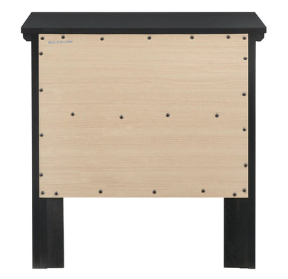 English Dovetailed Drawers Nightstand with black top and light wood front, screw-detail accents on Tampa Home & Garden Store