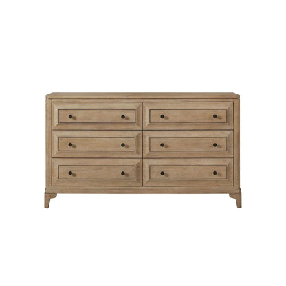 Six Drawer Dresser in Sand Wood Finish and Cedar