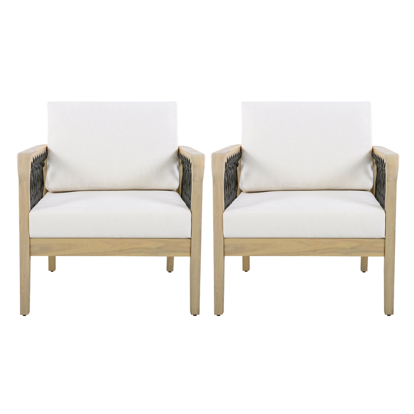 Outdoor Acacia Wood Club Chairs and Rope