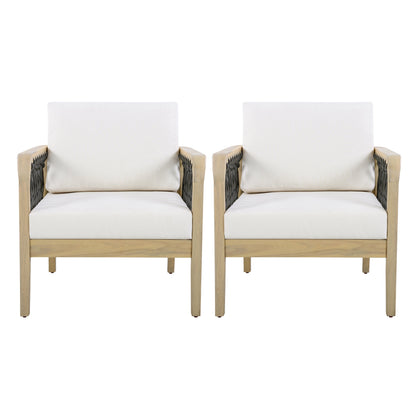 Outdoor Acacia Wood Club Chairs and Rope