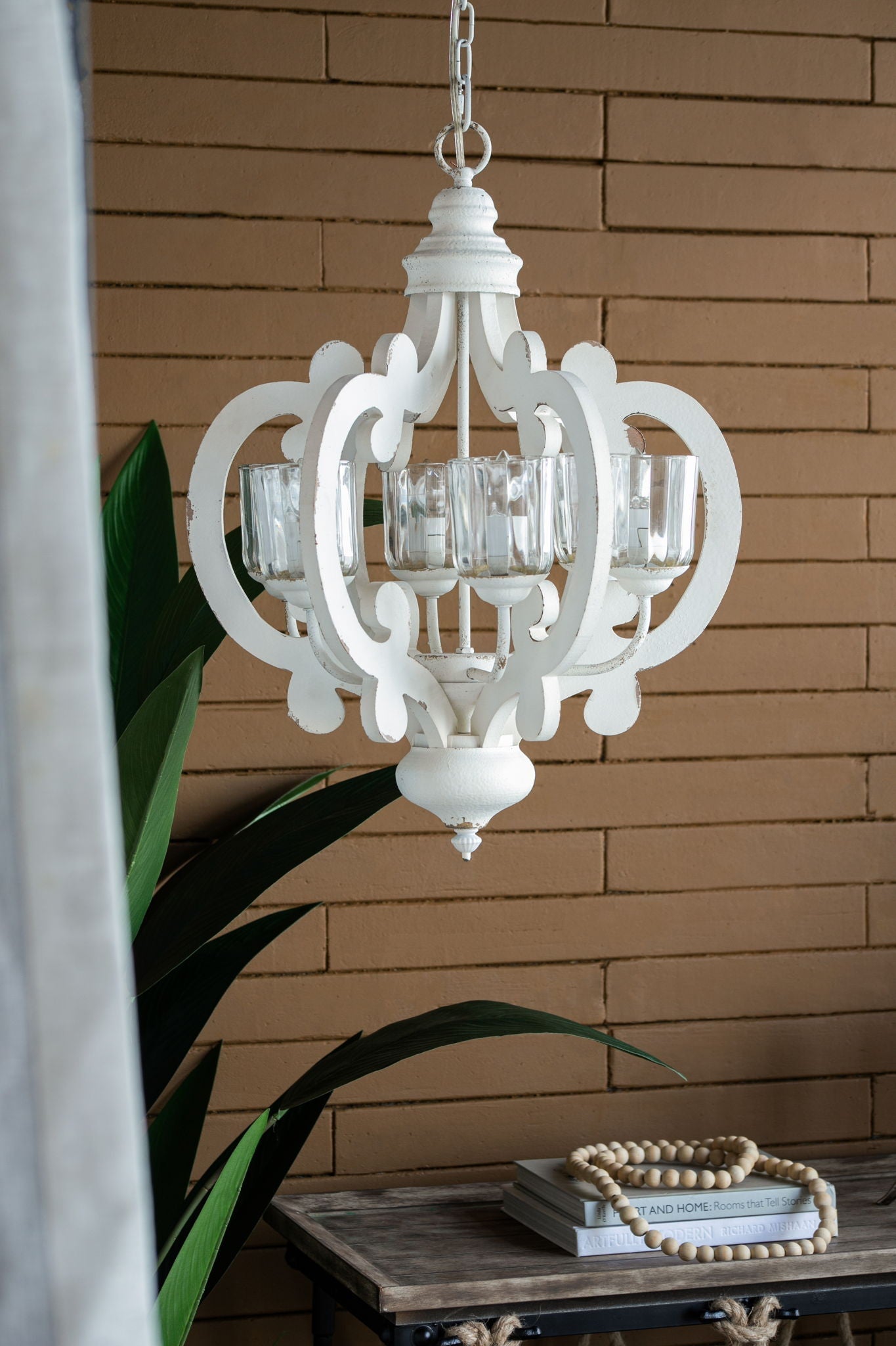 Farmhouse Chandelier With 6 Light Wood Pendant