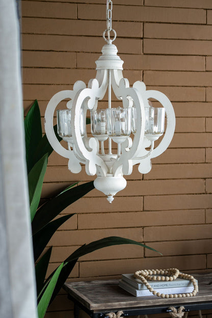 Farmhouse Chandelier With 6 Light Wood Pendant