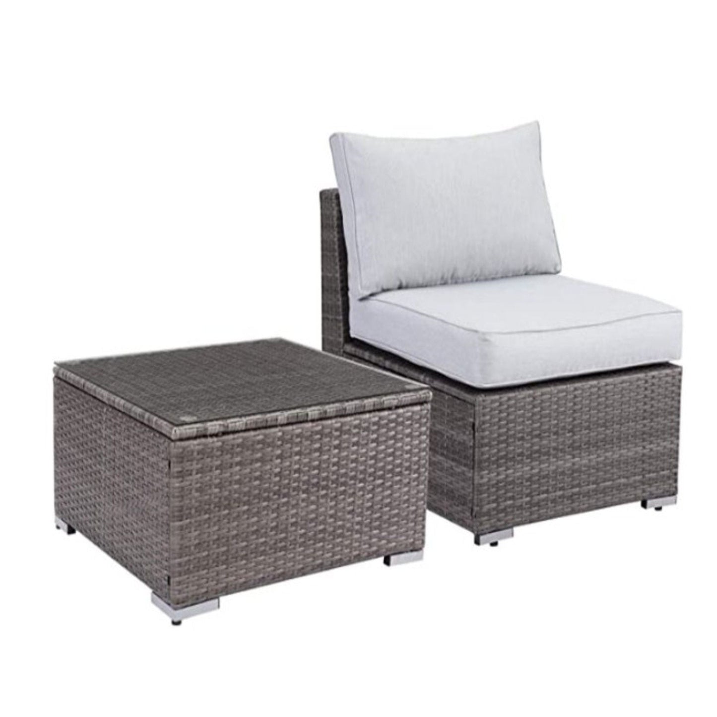 Modern Patio Set With Coffee Table dark brown wicker light gray cushions HouseOfZazla on Tampa Home & Garden Store