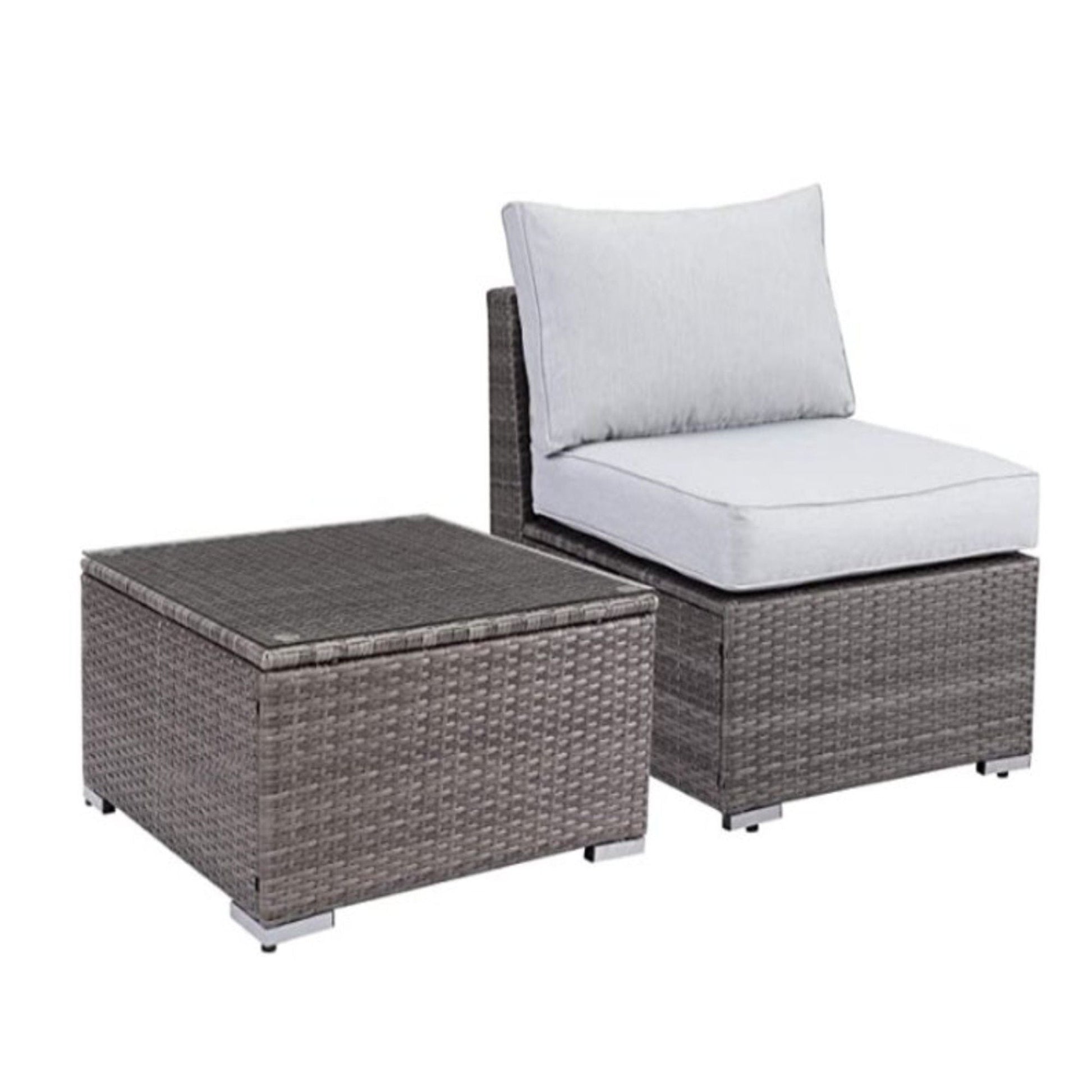 Modern Patio Set With Coffee Table dark brown wicker light gray cushions HouseOfZazla on Tampa Home & Garden Store