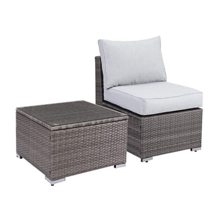 Modern Patio Set With Coffee Table dark brown wicker light gray cushions HouseOfZazla on Tampa Home & Garden Store