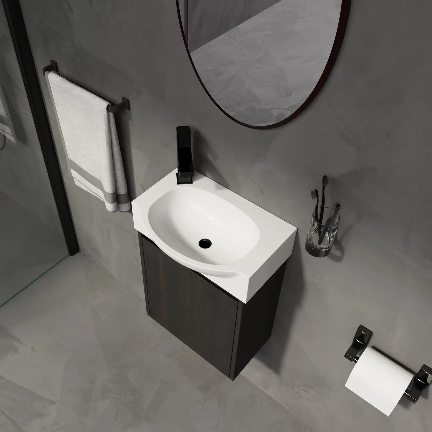 Modern Bathroom Vanity with Ceramic Basin Sink