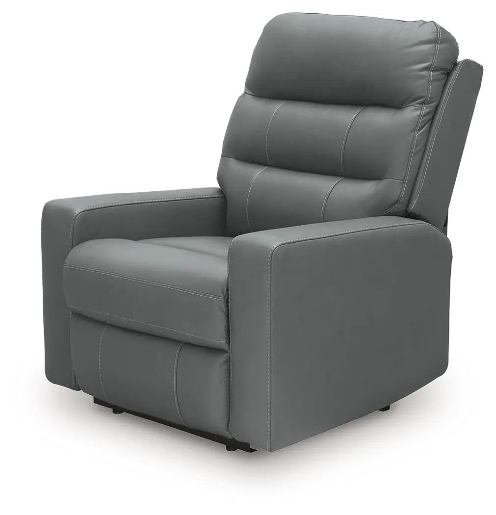 Pennacle Pier power recliner with adjustable headrest in gray upholstery Unique Piece Furniture on Tampa Home & Garden Store