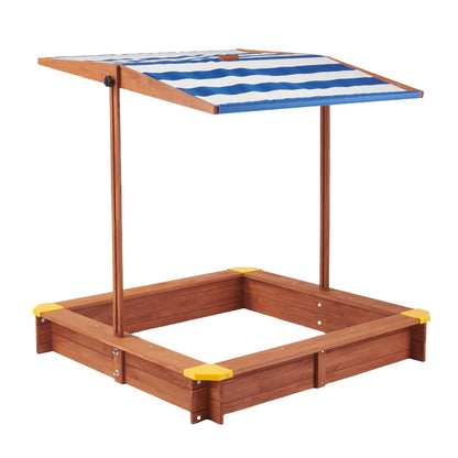 Large Outdoor Wooden Sandbox With Canopy