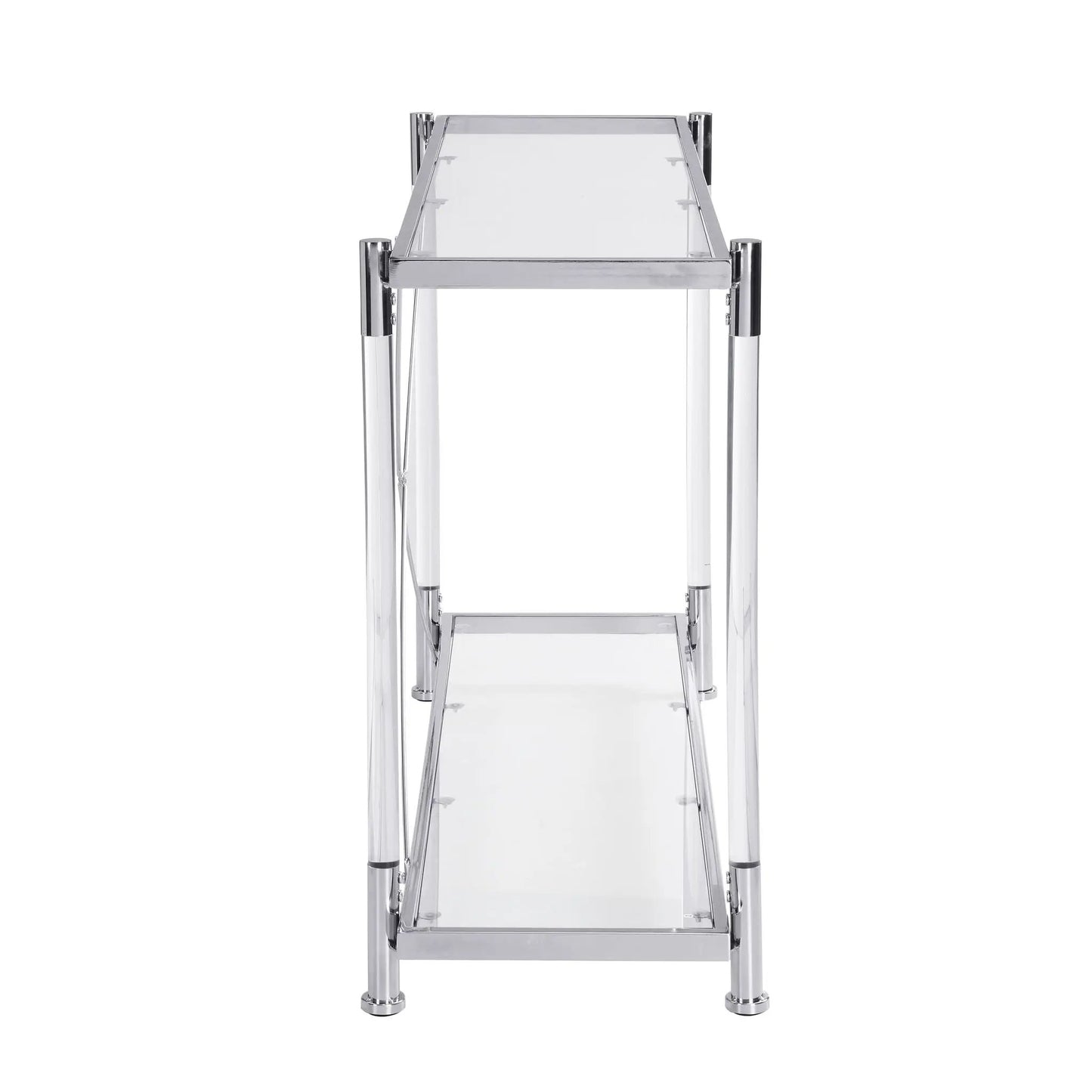 Sofa table chrome glass with clear acrylic legs, modern console for living room on Tampa Home & Garden Store