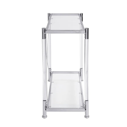 Sofa table chrome glass with clear acrylic legs, modern console for living room on Tampa Home & Garden Store