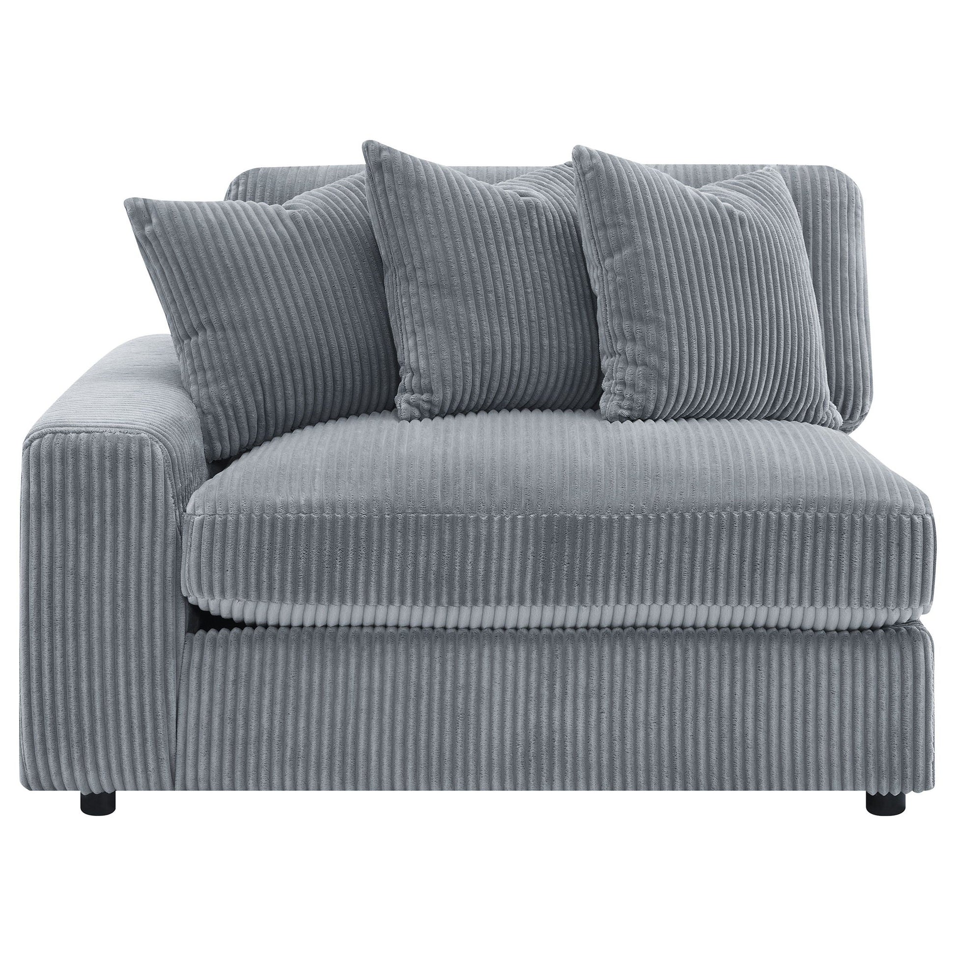 Cassidy Sectional Sofa with reversible cushions in blue-gray corduroy by HouseOfZazla on Tampa Home & Garden Store