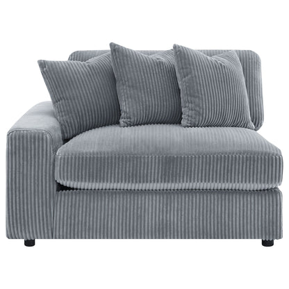 Cassidy Sectional Sofa with reversible cushions in blue-gray corduroy by HouseOfZazla on Tampa Home & Garden Store