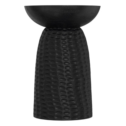Boyd Handcrafted Accent Table black hammered bowl-top with textured dimpled pedestal base on Tampa Home & Garden Store