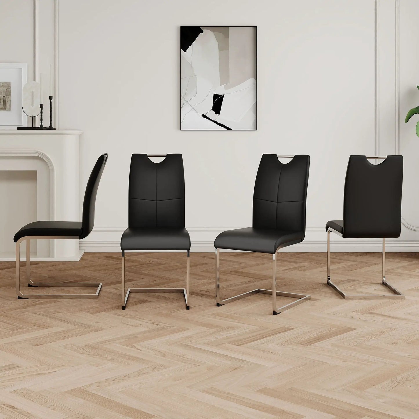 Dining Chairs with Padded Seat and Metal Legs