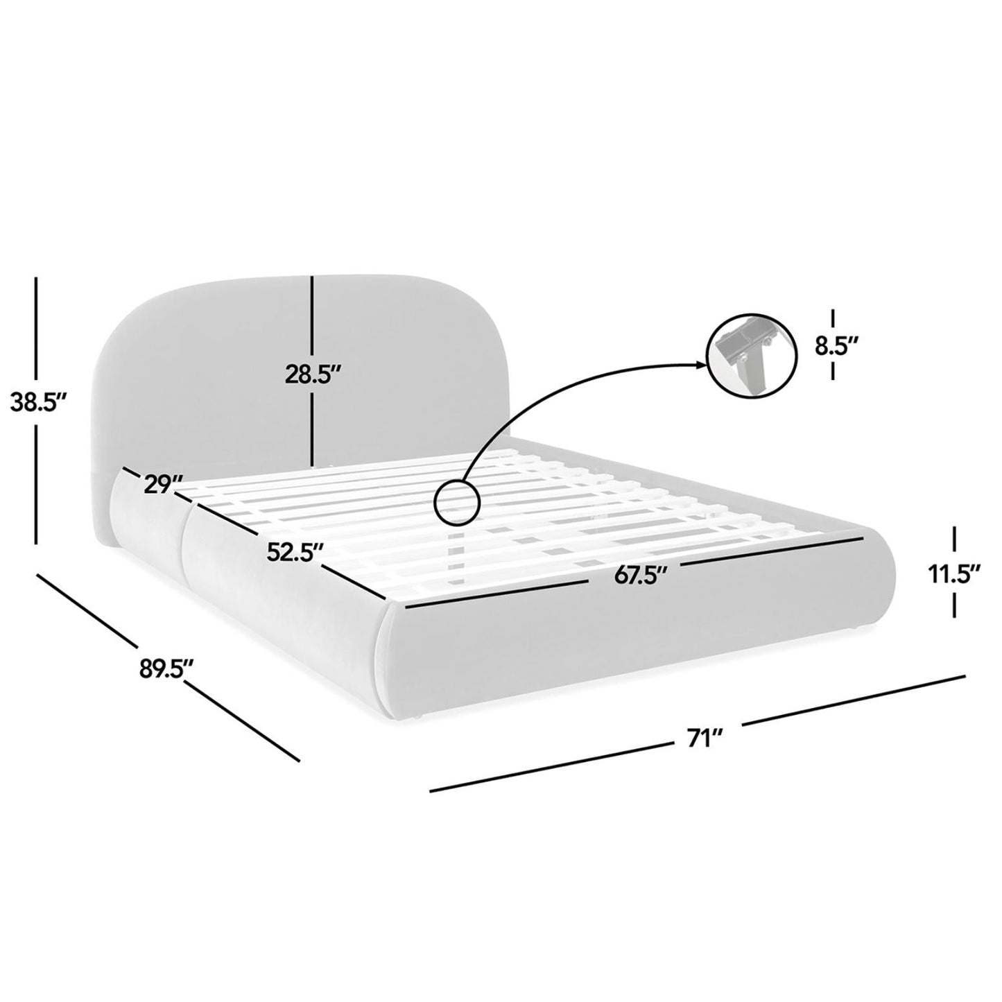 Archie Puffy Upholstered Platform Bed and Frame