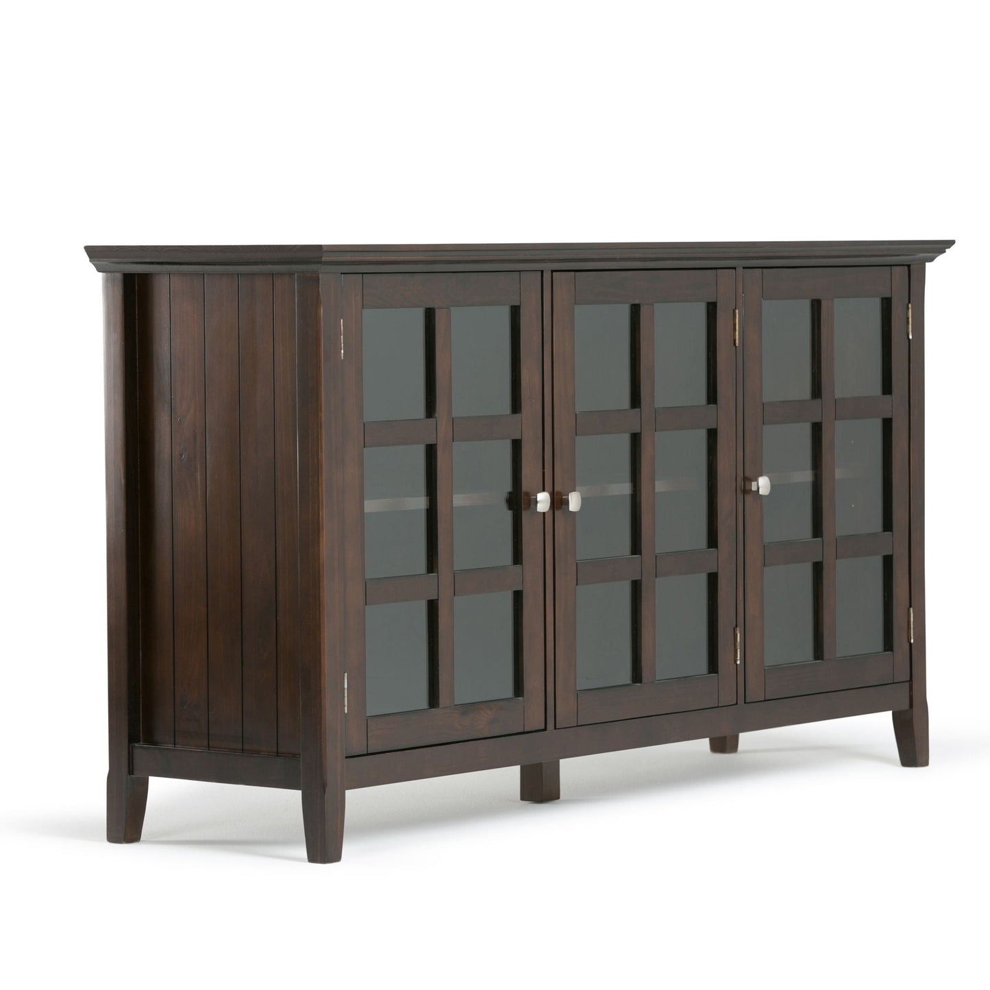Acadian Wide Storage Cabinet by HouseOfZazla in dark espresso wood with glass doors on Tampa Home & Garden Store