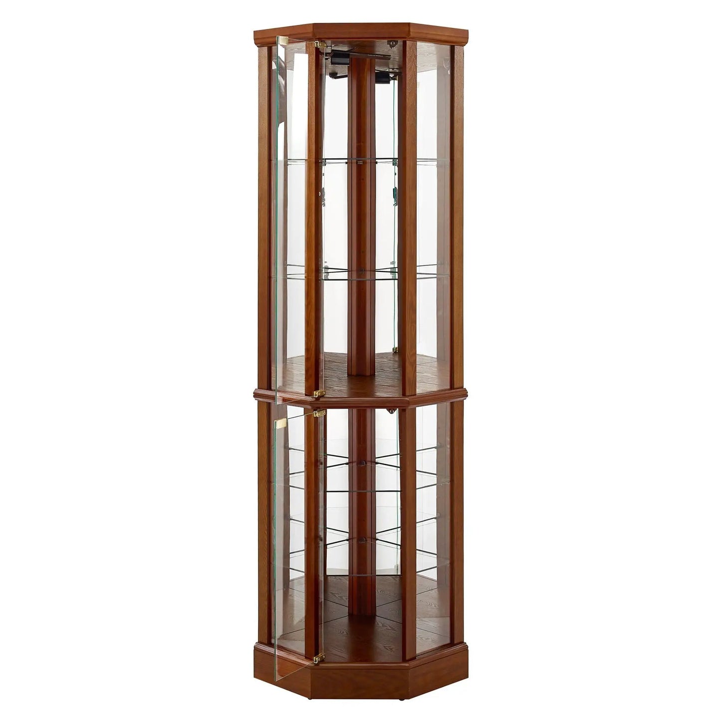 6-shelf lighted corner curio cabinet with tempered glass shelves and mirror back on Tampa Home & Garden Store