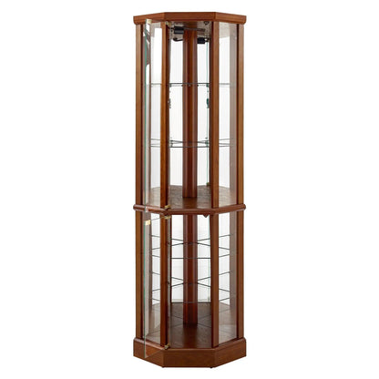 6-shelf lighted corner curio cabinet with tempered glass shelves and mirror back on Tampa Home & Garden Store
