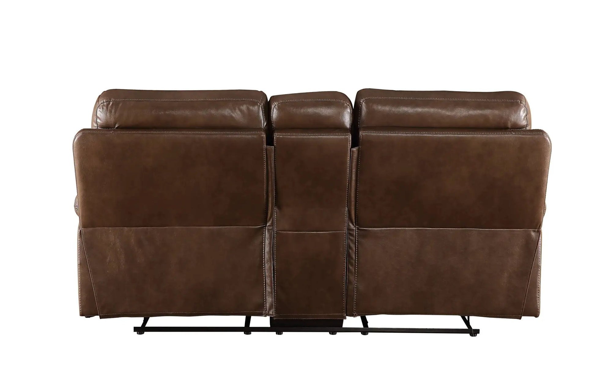 Aashi leather gel match 3-piece brown recliner living room set back view of three seats on Tampa Home & Garden Store