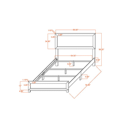 HouseOfZazla Soluto Bed platform bed blueprint with measurement callouts on Tampa Home & Garden Store