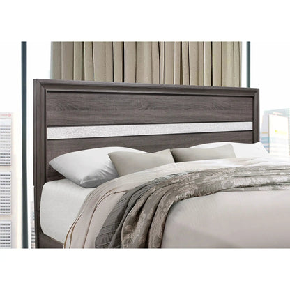 Ryder Bed Sparkle storage bed in espresso with gray upholstered headboard on Tampa Home & Garden Store