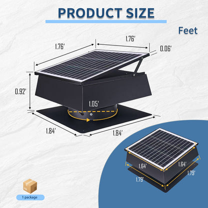12 Inch Trapezoidal Solar Roof Vent Fan HouseOfZazla black metal housing adjustable arms on Tampa Home & Garden Store
