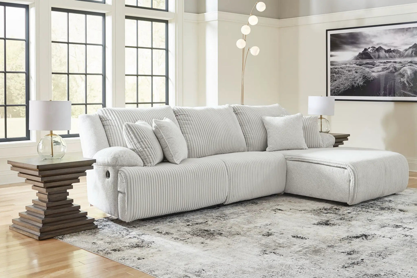 Top Tier Corduroy Reclining Sectional with Chaise