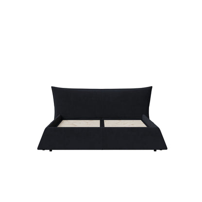 Upholstered platform bed with special curved headboard in black fabric by HouseOfZazla on Tampa Home & Garden Store