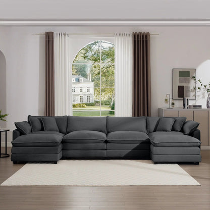3-piece modular cushion sofa with ottoman in dark gray fabric, low back deep seating on Tampa Home & Garden Store