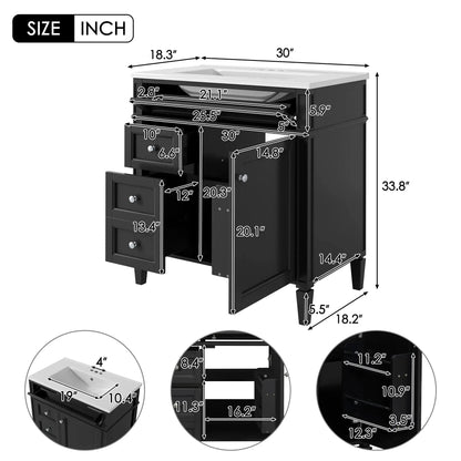Bathroom Vanity With Top Sink and Storage Cabinet