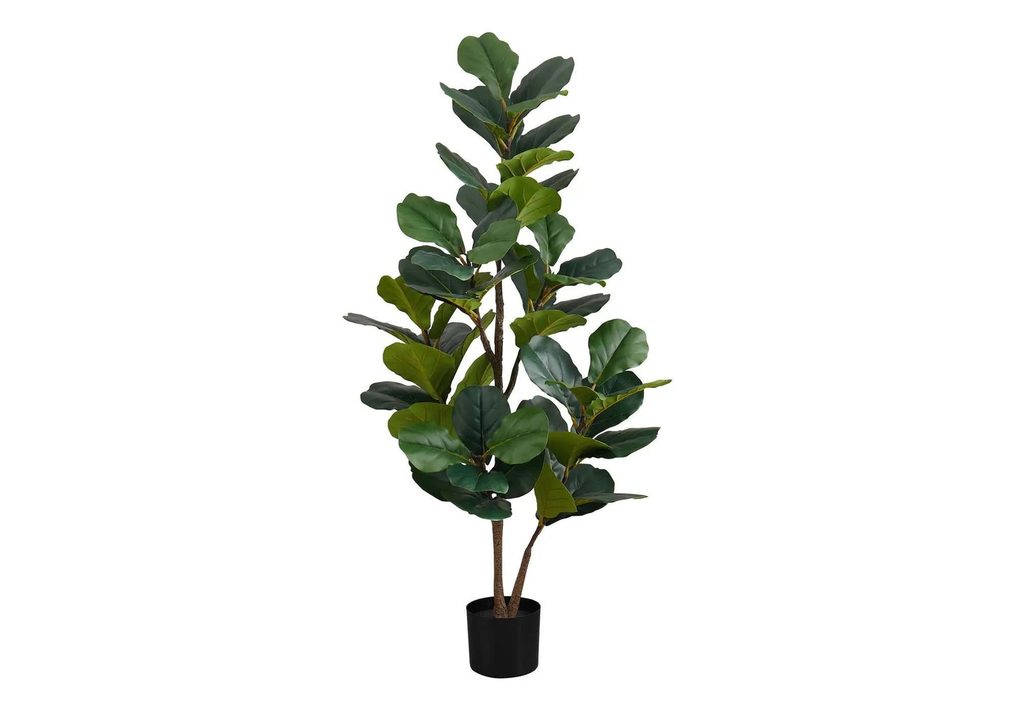 Fiddle Leaf Fig Tree faux plant, 49in tall with green leaves in black pot for indoor decor on Tampa Home & Garden Store