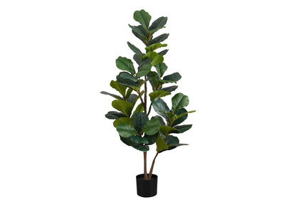 Fiddle Leaf Fig Tree faux plant, 49in tall with green leaves in black pot for indoor decor on Tampa Home & Garden Store