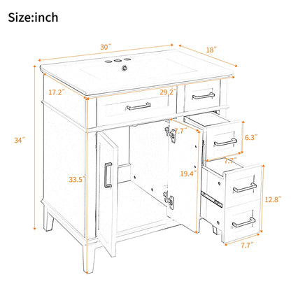 Modern bathroom vanity with sink storage cabinet soft-close doors deep & standard drawers on Tampa Home & Garden Store