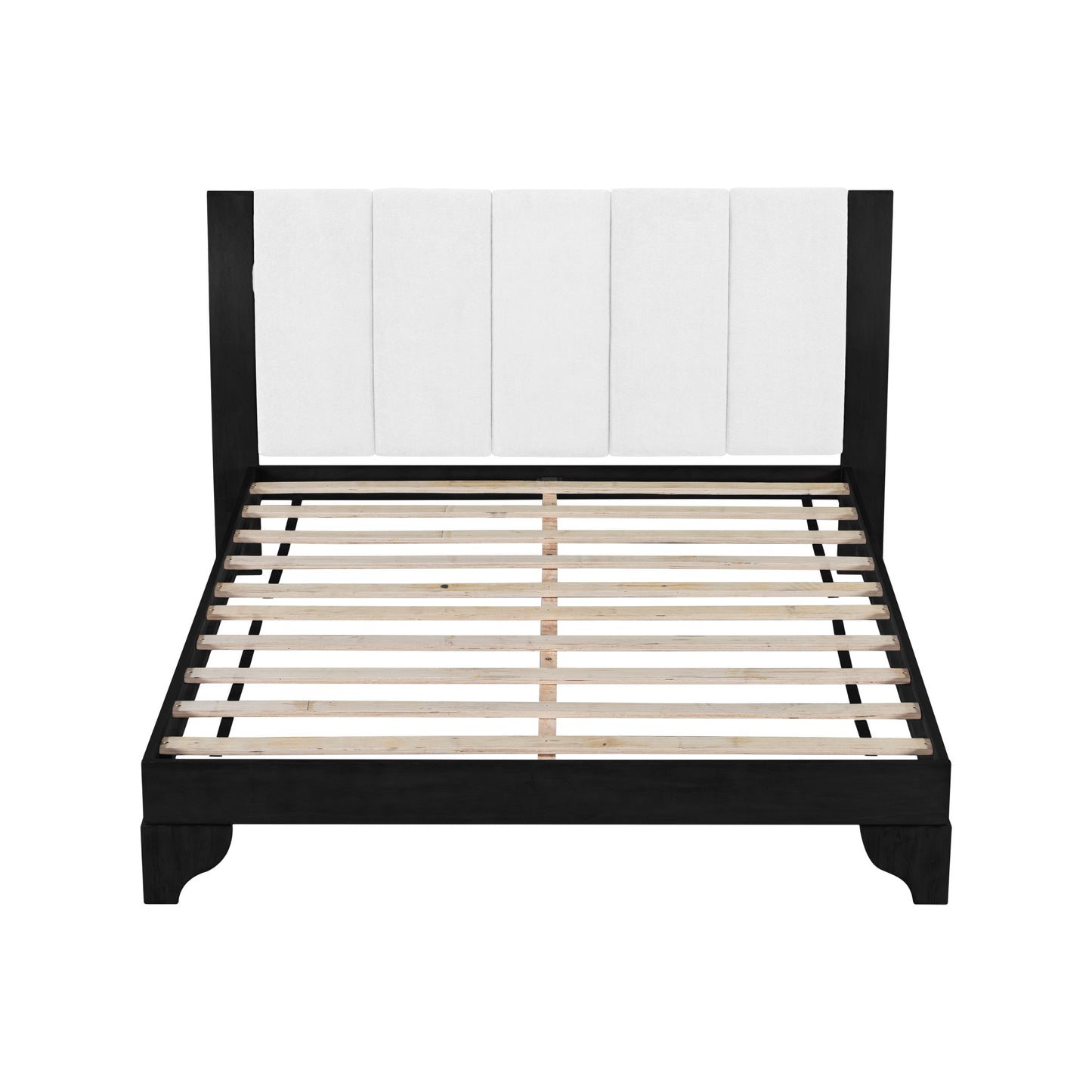 Solid Black and White Pine Queen Bed Frame
