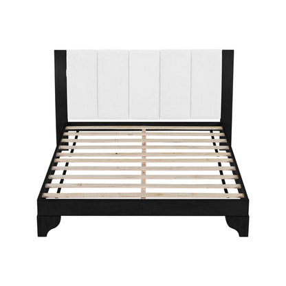 Solid Black and White Pine Queen Bed Frame