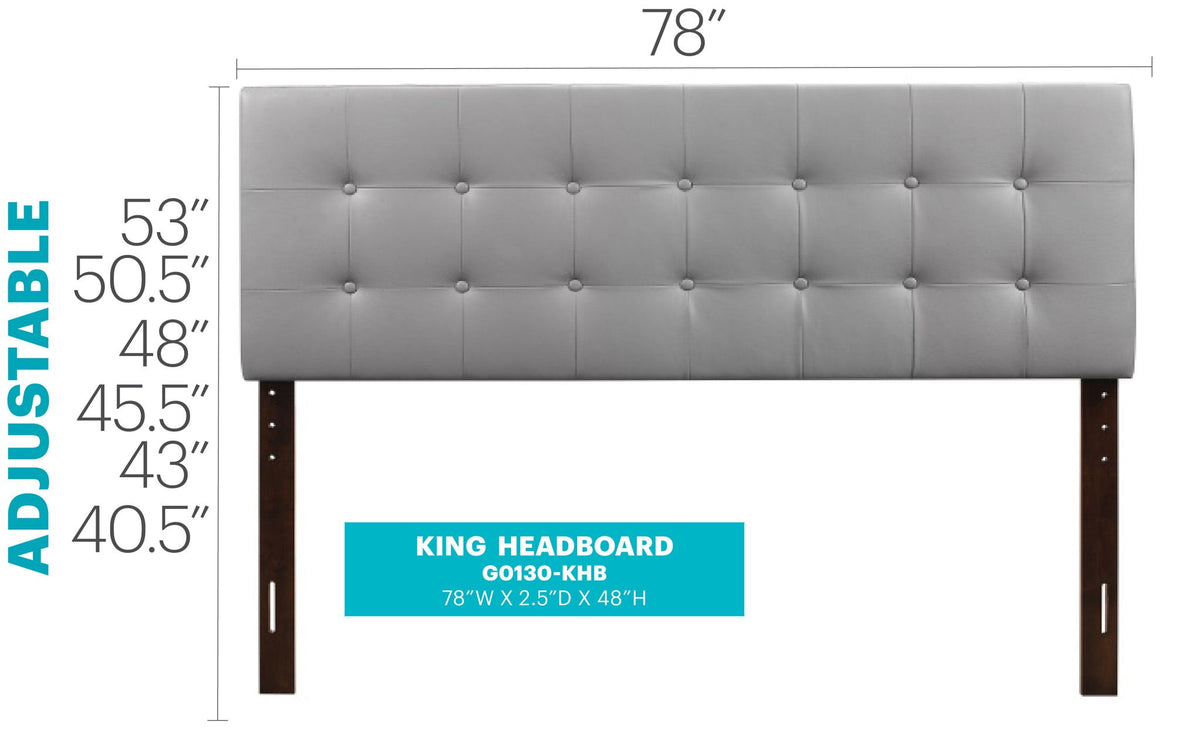 King upholstered headboard in gray tufted fabric with button accents by HouseOfZazla on Tampa Home & Garden Store