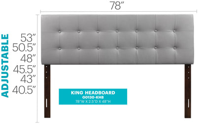 King upholstered headboard in gray tufted fabric with button accents by HouseOfZazla on Tampa Home & Garden Store