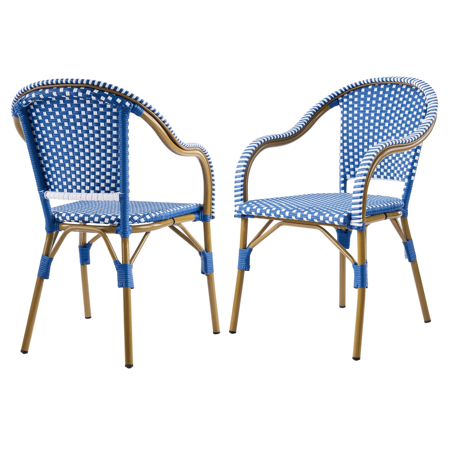 Outdoor Bistro Chairs Set of Aluminum and Rattan