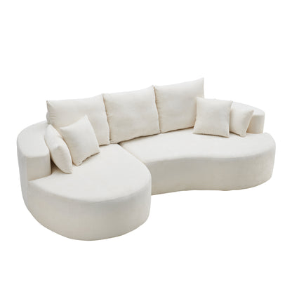 106 in 2-piece cloud curved sectional with chaise in cream chenille by HouseOfZazla on Tampa Home & Garden Store