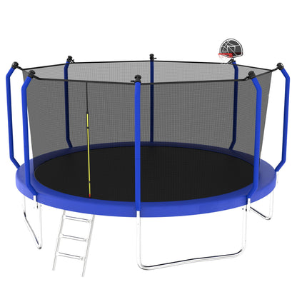 Outdoor Backyard Trampoline and Basketball Hoop