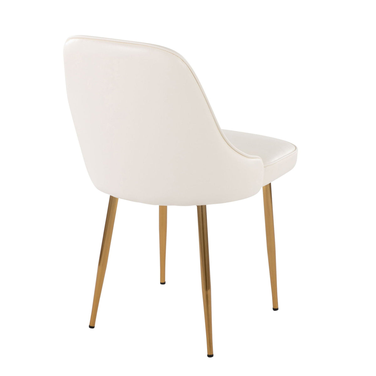 Contemporary glam dining chair with ivory cushioned seat and curved back, gold-toned legs on Tampa Home & Garden Store