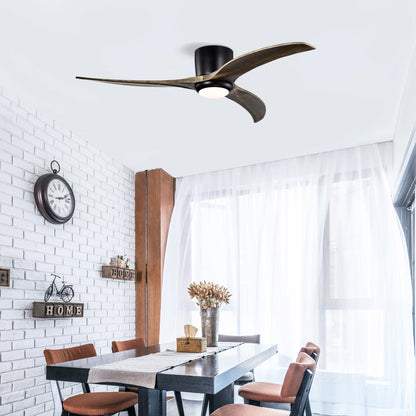 52in flush mount ceiling fan with three curved solid wood blades and light by HouseOfZazla on Tampa Home & Garden Store