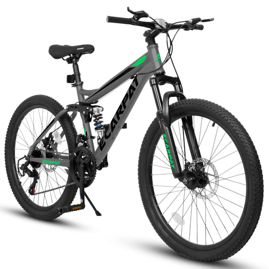 A2660 Ecarpat 26in mountain bike with gray frame and green accents, front suspension on Tampa Home & Garden Store